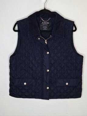 J.Crew Signature Puffer Vest In Navy With Navy Corduroy Collar